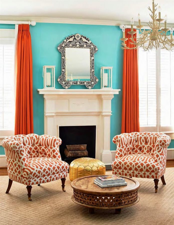 Tiffany-kleur in het interieur 