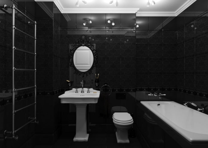 volledig zwarte badkamer