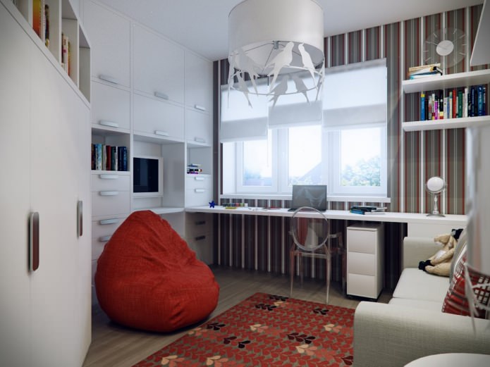een combinatie van muur-, vloer- en plafondkleuren voor lage plafonds