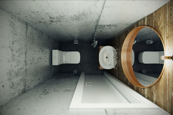 betonnen muren in het toilet