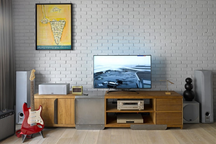 staande tv-standaard in het interieur