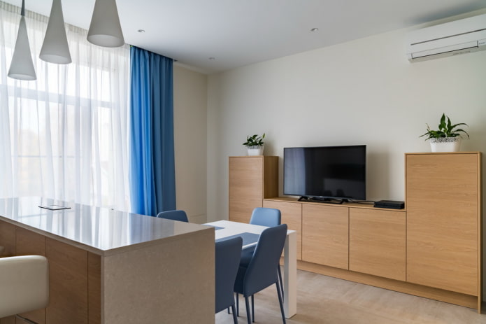 spaanplaat tv-meubel in het interieur