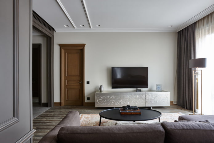 matte tv-standaard tv in het interieur