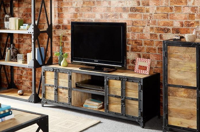 TV-meubel in het interieur in loftstijl