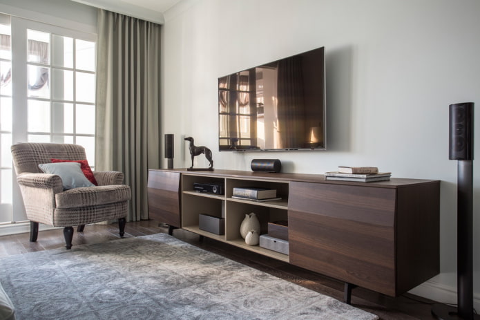 wenge tv-meubel in het interieur