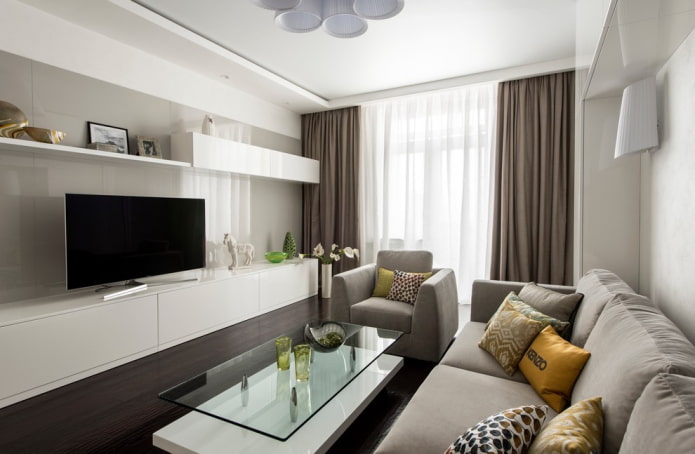 lange tv-kast in het interieur