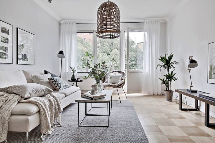 Scandinavische stijl in de woonkamer