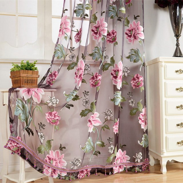 tule met bloemenprint