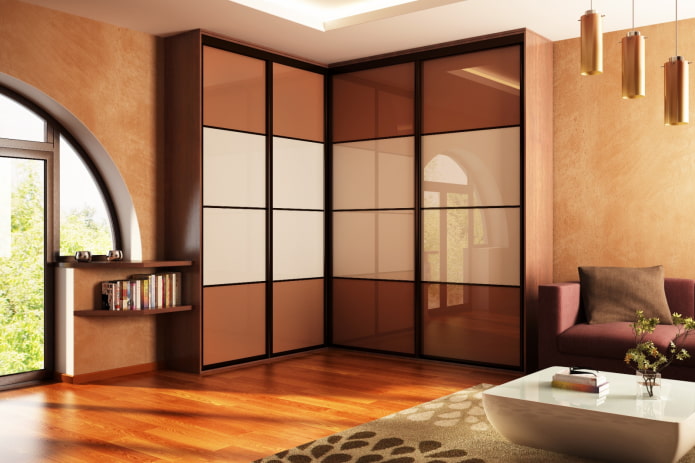 ontwerp van een hoekkast in het interieur van de hal