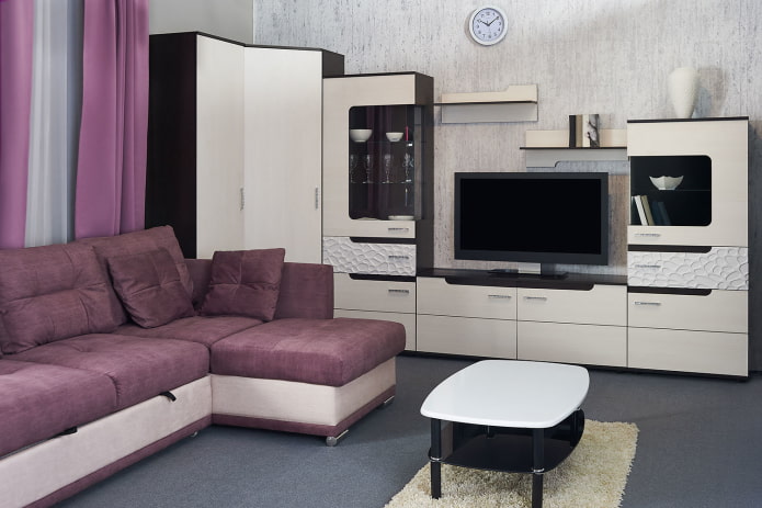 hoekmodulaire kledingkast in het interieur van de woonkamer