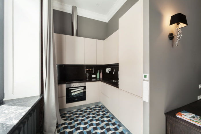 hoekset in het interieur van een kleine keuken