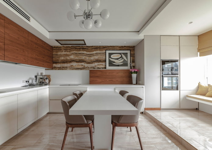 eethoek in het interieur van de keuken in de vorm van een hoek