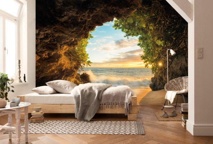 fotobehang met zeegezicht in de slaapkamer