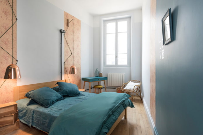 planning en indeling van een smalle slaapkamer