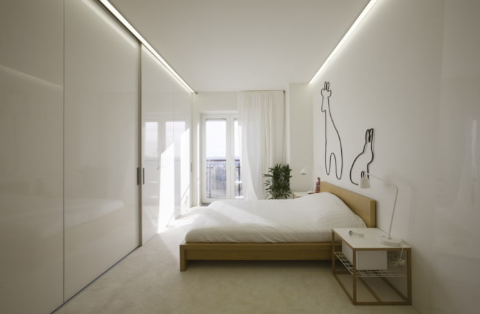 smalle slaapkamer in minimalistische stijl