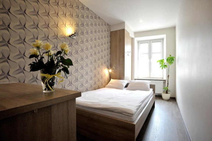 Kleurenschema van het interieur van een slaapkamer in een Chroesjtsjovisch gebouw