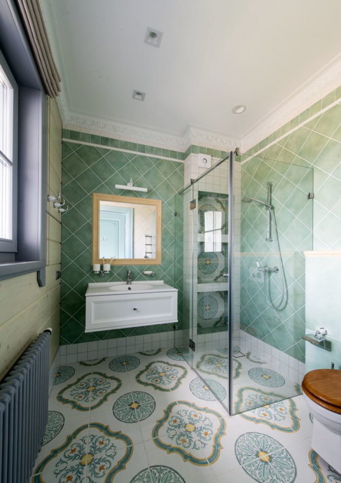 douche in turquoise tinten