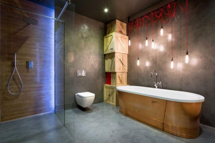 loodgieterswerk in de badkamer in loftstijl