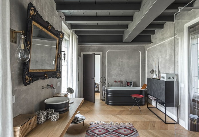 kleurenschema van een badkamer in loftstijl
