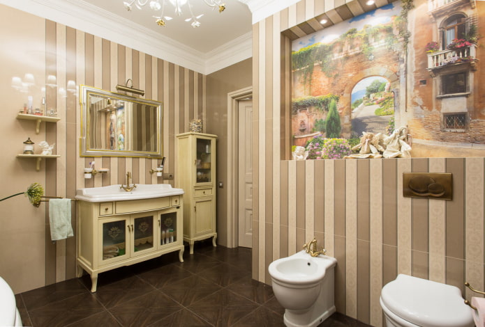 Badkamer in natuurlijke bruintinten