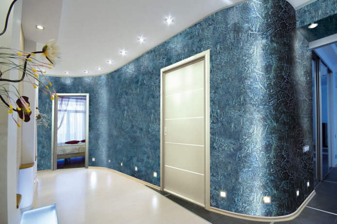 Venetiaans decoratief pleisterwerk in de kleur blauw