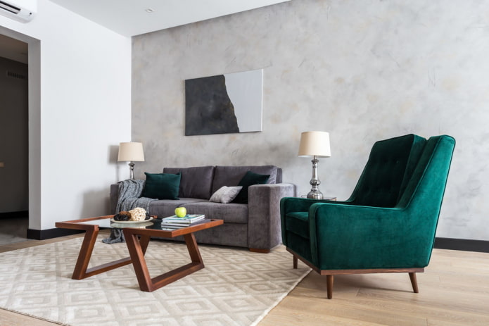 Venetiaans decoratief pleisterwerk in de woonkamer