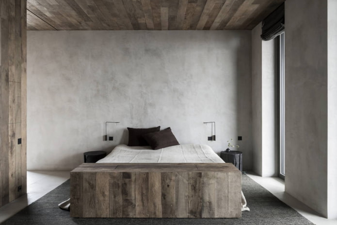 Venetiaanse decoratieve pleister onder beton in het interieur