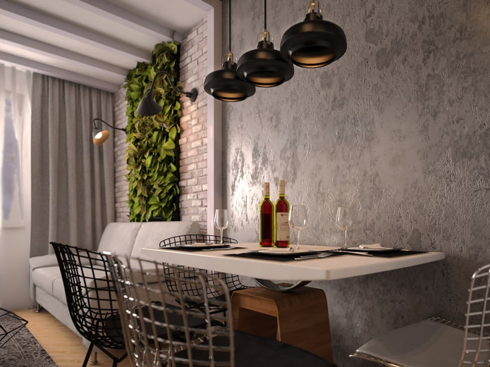 Venetiaanse decoratieve pleister onder beton in het interieur