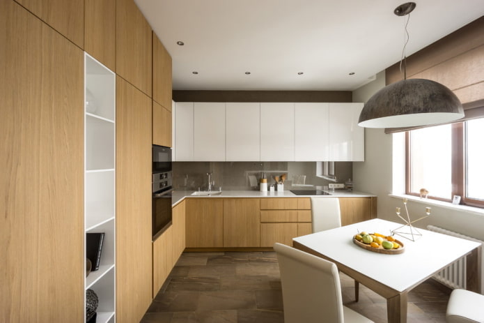 combinatie van wit en hout