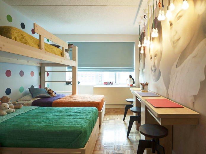 Achtergrond voor een kinderkamer voor kinderen van verschillende geslachten
