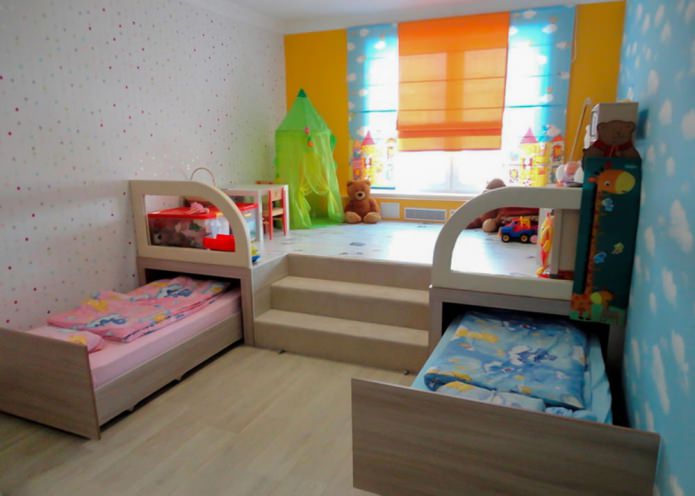 Achtergrond voor een kinderkamer voor kinderen van verschillende geslachten