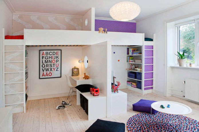 Achtergrond voor een kinderkamer voor kinderen van verschillende geslachten