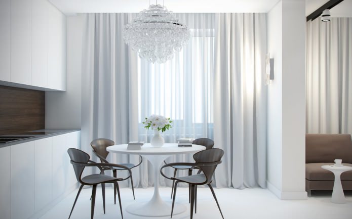 kunststof tafel in het keukeninterieur