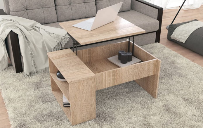 uitschuifbare tafel in het interieur van de woonkamer