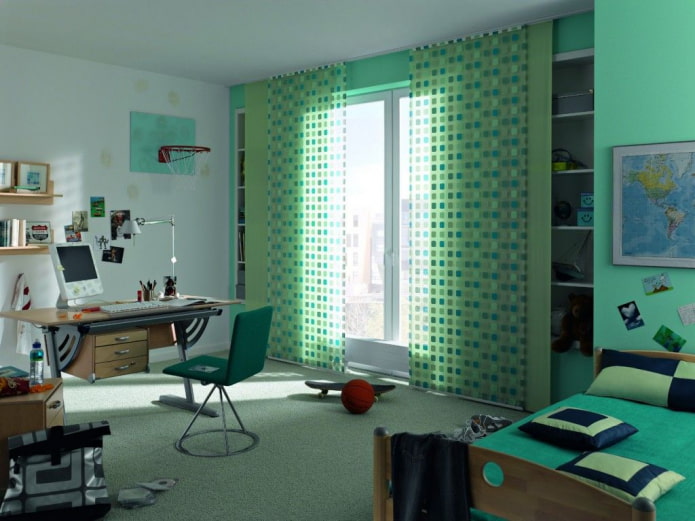 Japanse panelen in het interieur van een kinderkamer