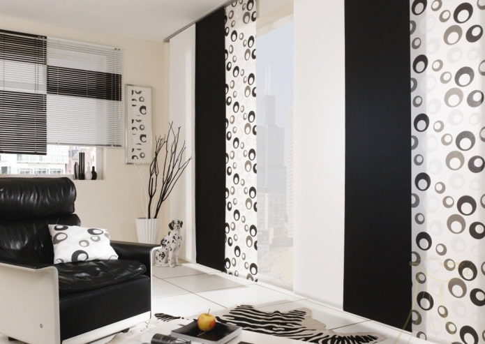 zwart-witte Japanse panelen in het interieur