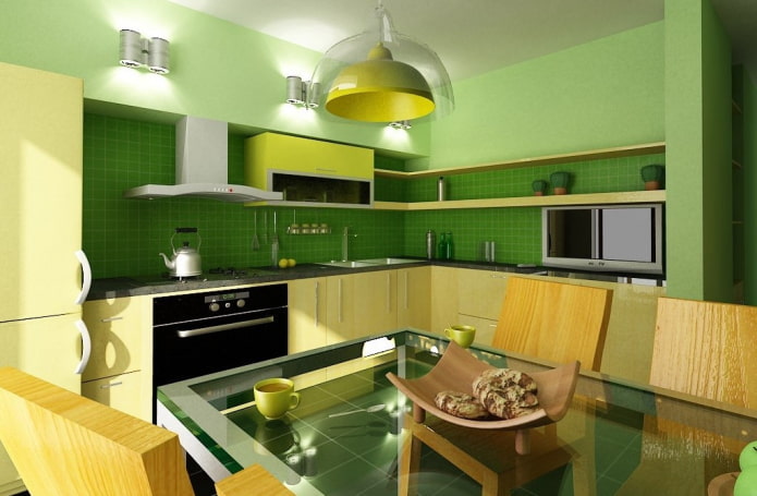 keukeninterieur in geelgroene tinten