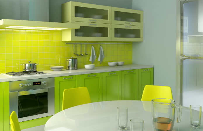 keukeninterieur in geelgroene tinten