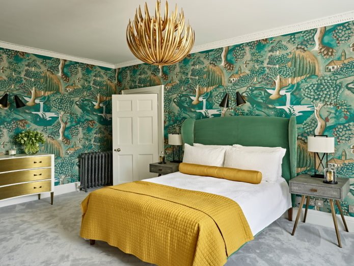 slaapkamerdecoratie in groene tinten