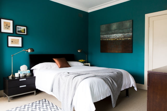smaragdgroen slaapkamerinterieur