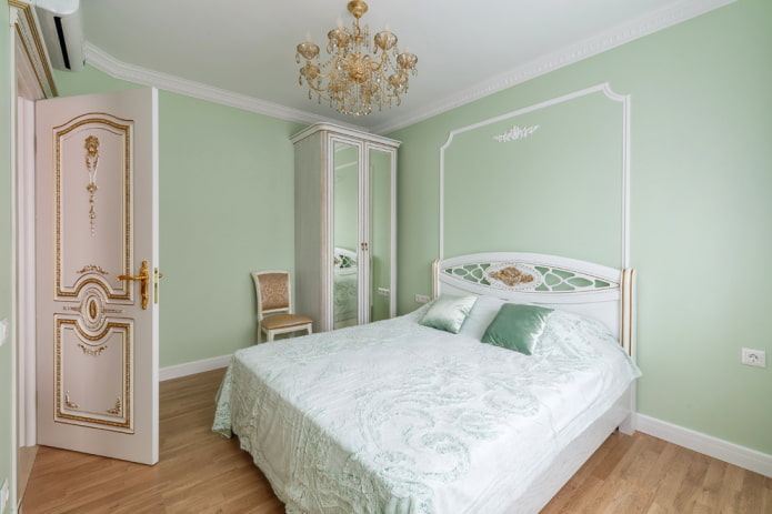 slaapkamerinterieur in minttinten