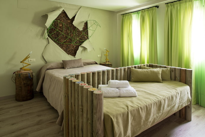 groene slaapkamer in ecostijl