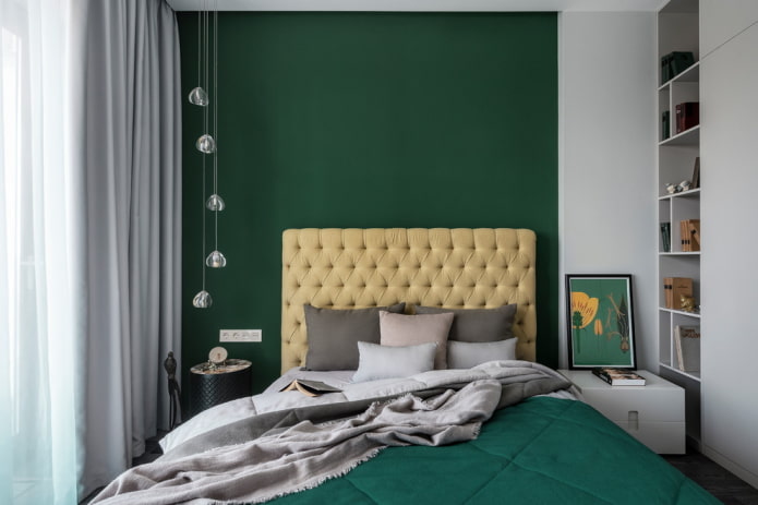 slaapkamerinrichting in groene tinten