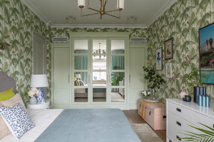 slaapkamerdecoratie in groene tinten