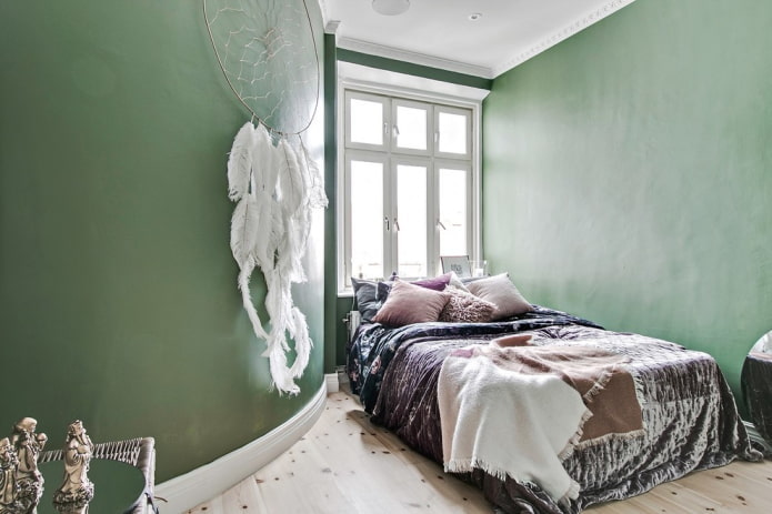 slaapkamerdecoratie in groene tinten
