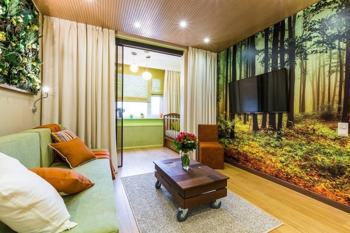 afbeelding van een bos op de muur