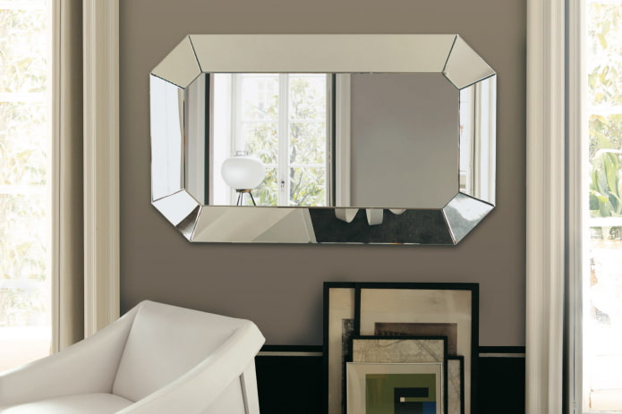 spiegelproduct met dubbele afschuining in het interieur