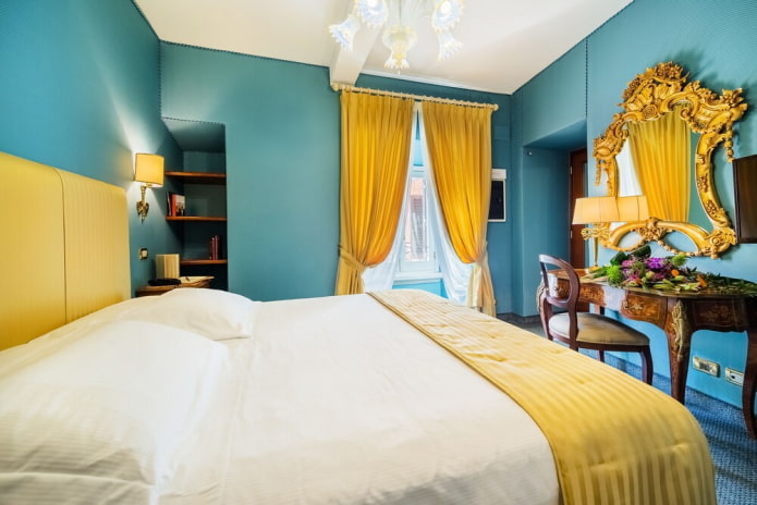 kleurencombinatie in het slaapkamerinterieur