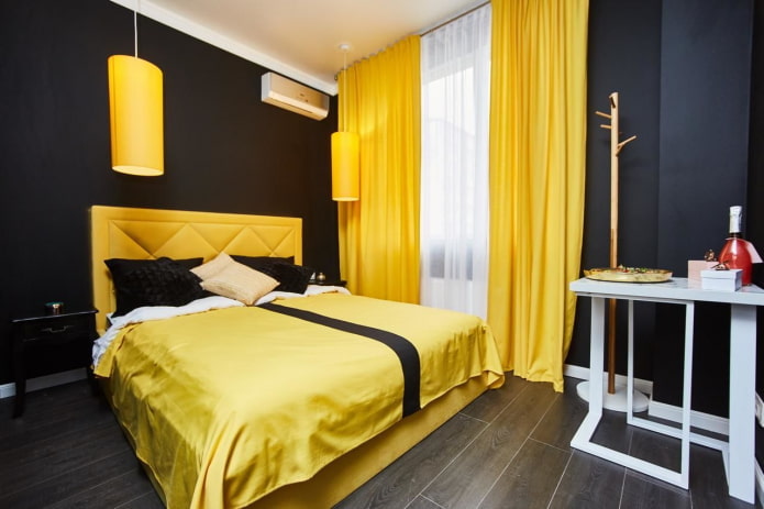 kleurencombinatie in het interieur van de slaapkamer