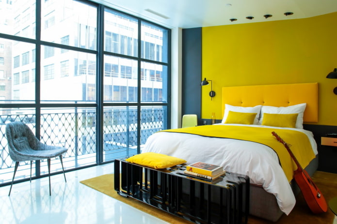 gele slaapkamer in moderne stijl